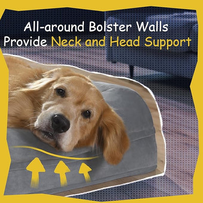 Orthopedic Washable Large Dog Bed: Jumbo Dog Bed Bolster Waterproof