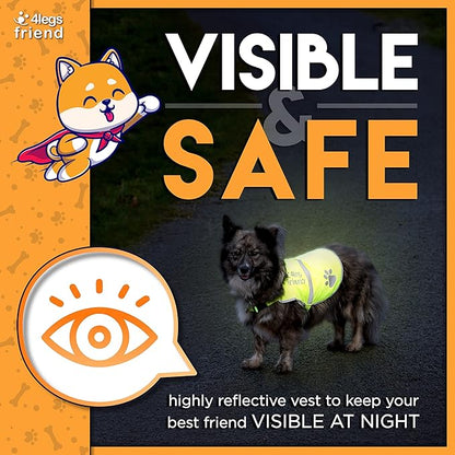 Dog Safety Reflective Lightweight Vest 6 Sizes - Snap Lock Buckle Straps, High Visibility for Outdoor Activity Day and Night, Keep Your Dog Safe from Cars & Hunting Accidents