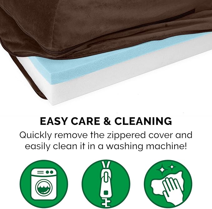 Furhaven Cooling Gel Dog Bed for Large Dogs w/ Removable Bolsters & Washable Cover 95 lbs