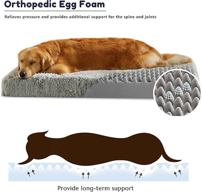 WESTERN HOME WH Dog Crate Bed for Large Dogs, Waterproof Orthopedic Dog Bed - Egg Crate Foam Dog Bed with Removable Washable Cover, Plush Dog Bed with Non-Slip Bottom