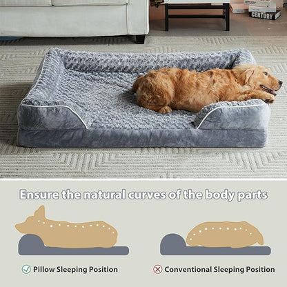 WNPETHOME Dog Beds for Medium Dogs, Washable Dog Bed, Bolster Dog Sofa Bed with Waterproof Lining & Non-Skid Bottom, Orthopedic Egg Foam Dog Couch for Pet Sleeping, Pet Bed for MediumDogs