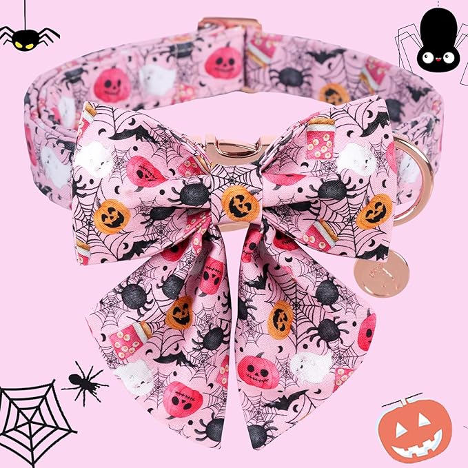 DOGWONG Fall Dog Collar with Bowtie