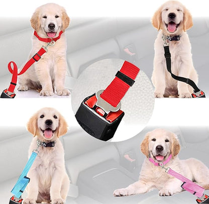 SunGrow Dog Seat Belt for Car, Adjustable Nylon Pet Seatbelt, Supports All Cars, Seatbelt for Dogs in Car, Dog Car Leash Seat Belt, Cats and Ferrets Seat Belt Harnesses (Multicolor, 4-Pack)