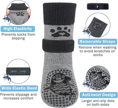 SCENEREAL Dog Socks to Prevent Licking Paws for Hardwood Floors Anti Slip