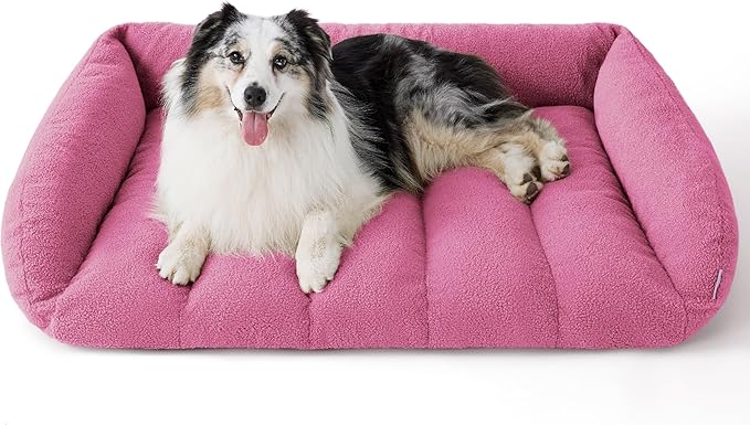 Lesure Orthopedic Dog Bed Sofa for Extra Large Dogs Foam(41" x 29" x 11", Pink)