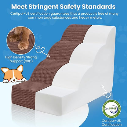 PAWSCRAT Dog Stairs 4 Steps 19.6 inch 30D Foam