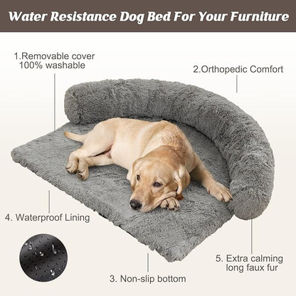 Syalife Shaggy Plush Calming Dog Couch Bed Pet Protector Cover(55"x43"x8", Light