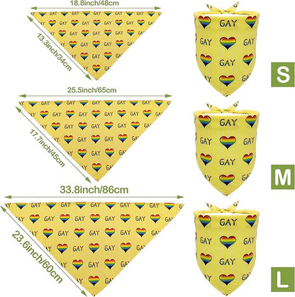 10PCS Pride Day Dog Bandanas with Rainbow Color for Medium Dog Triangle Bibs Scarves Boys and Girls Gay Pride with Love is Love Kiss Me Grooming Accessories Costume