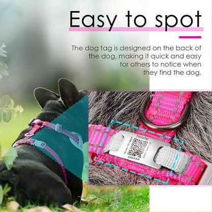 ThinkPet Reflective Breathable Soft Air Mesh with QR Code Dog Tag Puppy Choke Free Over Head Vest Harness for Puppy Small Medium Dogs and Cats Large Rose Red