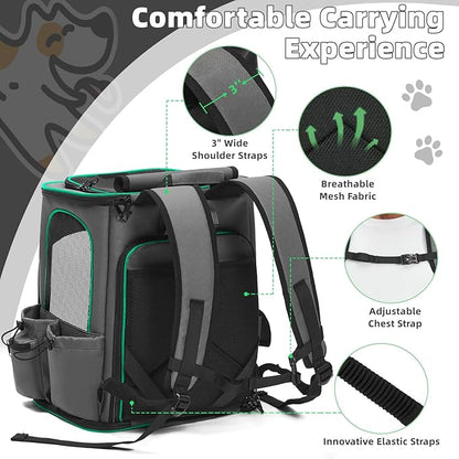 Cat Carrier Backpack with Wheels, Expandable Rolling Pet Carrier with Breathable Mesh, Removable Cat Dog Backpack Carrier with Storage Pocket for Small Medium Cat Dog Under 20LBS