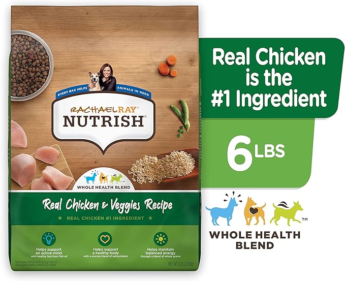 Premium Natural Dry Dog Food with Added Vitamins, Minerals & Taurine, Real Chicken & Veggies Recipe, 6 Pounds (Packaging May Vary)