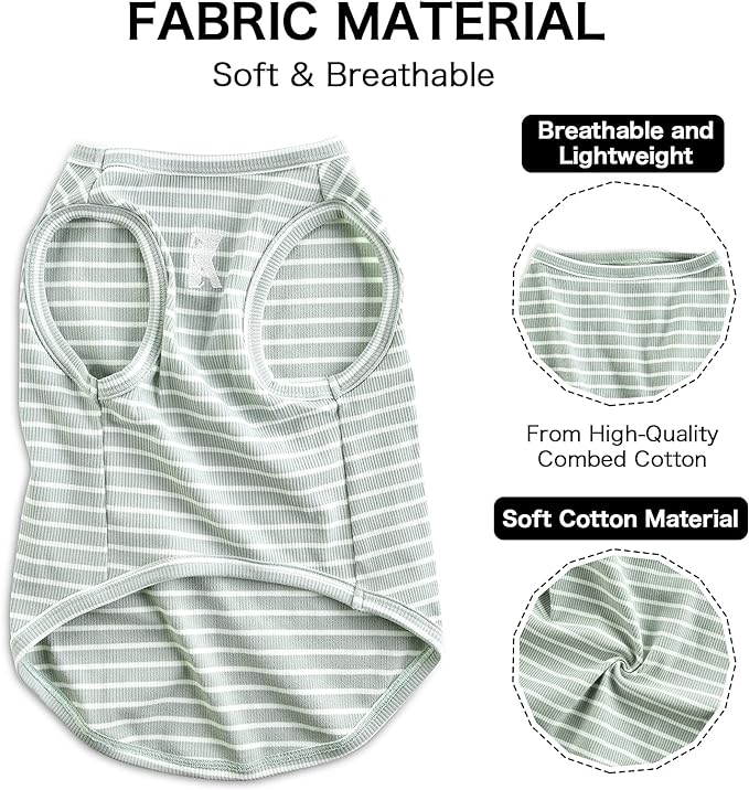 Koneseve Dog Shirt Vest Lightweight Stretchy Dog T-Shirts 2 Pack