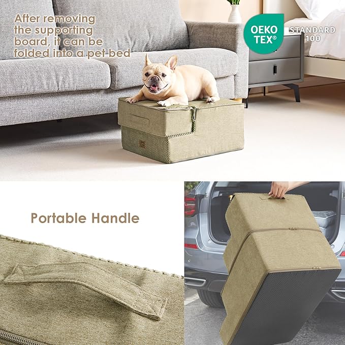 EHEYCIGA Dog Stairs for Small Dogs 13.5" H 3-Step Dog