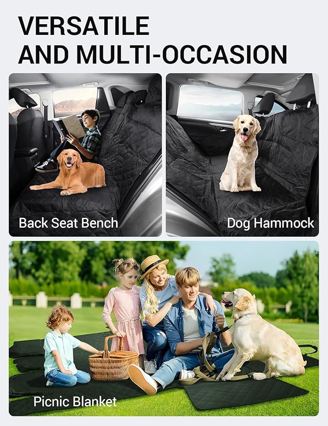 Proadsy 2024 Upgrade Dog Car Seat Cover Custom Fit 2019-2024 Toyota Rav4 SUV Back Seat Extender Waterproof Scratch Proof Durable Black Protector Pet Hammock