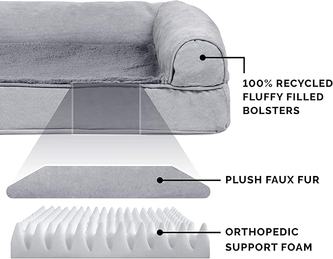 Furhaven Orthopedic Dog Bed for Medium/Small Dogs w/ Removable Bolsters & Washable Cover 35 lbs