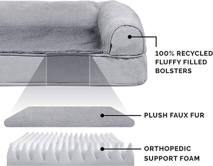 Furhaven Orthopedic Dog Bed for Medium/Small Dogs w/ Removable Bolsters & Washable Cover 35 lbs