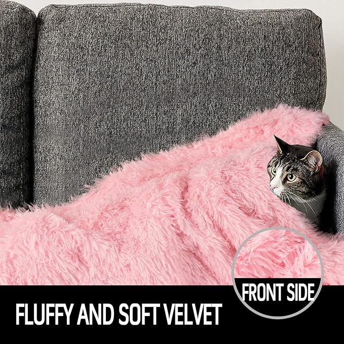 LOCHAS Luxury Fluffy Dog Blanket 40''x60'' Pink