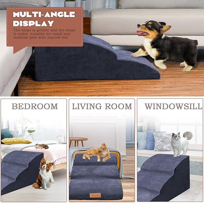 Topmart High Density Extended Foam Dog Ramp&Steps 3 Tiers 15.7" High,Non-Slip