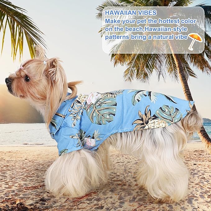 Dog Hawaiian Shirt Hawaii Style Summer Dog Clothes Boy Girl Breathable Cool Costume Beach Seaside Sweatshirt for Small Puppy Polo T-Shirt Pet Outfit