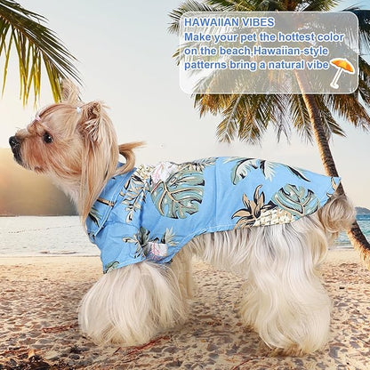 Dog Hawaiian Shirt Hawaii Style Summer Dog Clothes Boy Girl Breathable Cool Costume Beach Seaside Sweatshirt for Small Puppy Polo T-Shirt Pet Outfit