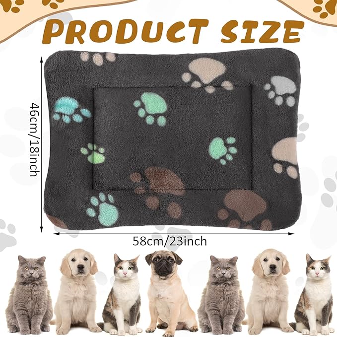 4 Pack Ultra Soft Dog Cat Bed Mat with Cute Prints Reversible Fleece Dog Crate Kennel Pad Cozy Washable Thickened Hamster Guinea Pig Bed Pet Bed Mat for Small Animals (Black,23 x 18 Inches)