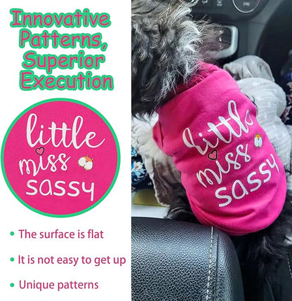 Paiaite Dog Clothes Fashionable Sleeveless Pet Vest: 'Little Miss Sassy' Printed Cotton Dog Shirt, Ideal for Small, Medium, and Large Breeds, Ensuring Comfort and Breathability Rose Red 4XL