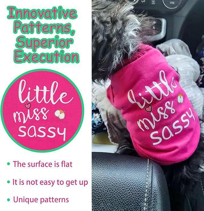 Paiaite Dog Clothes Fashionable Sleeveless Pet Vest: 'Little Miss Sassy' Printed Cotton Dog Shirt, Ideal for Small, Medium, and Large Breeds, Ensuring Comfort and Breathability Rose Red XXL