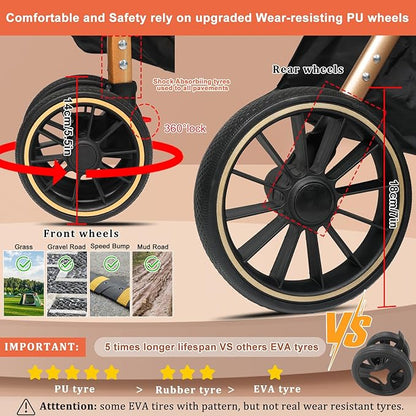 MILA&LOUIS 3 in 1 Folding Pet Stroller 4 Wheels 30lbs, Dog/Cat