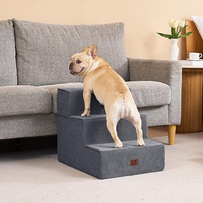 EHEYCIGA Dog Stairs for Small Dogs 16.5”H 3-Step Extra