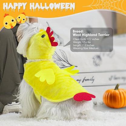 cyeollo Large Dog Chicken Costume Halloween Costumes Cosplay Outfits Cute Dog Hoodies Coats Medium Large Dog Clothes, Yellow Chicken XXL