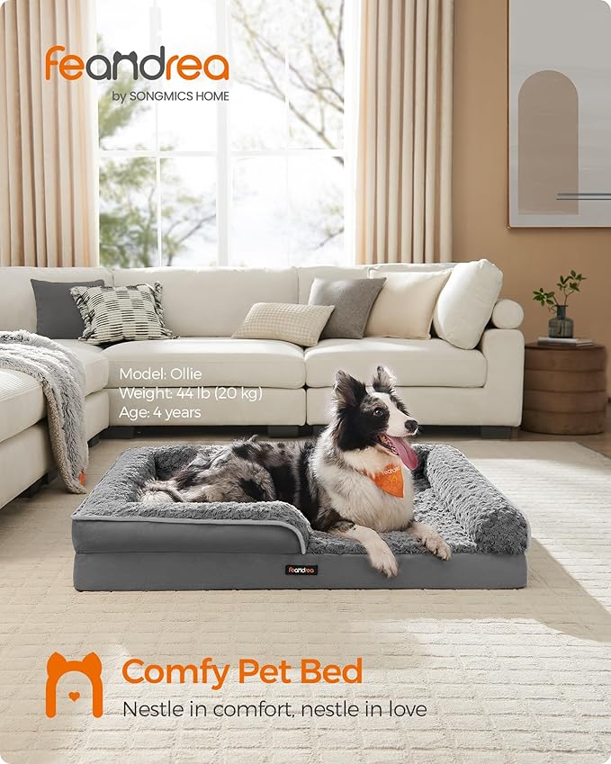 Feandrea Orthopaedic Dog Bed for Large Dogs 36 x 27 x 6.5 Inches, UPGW252G02