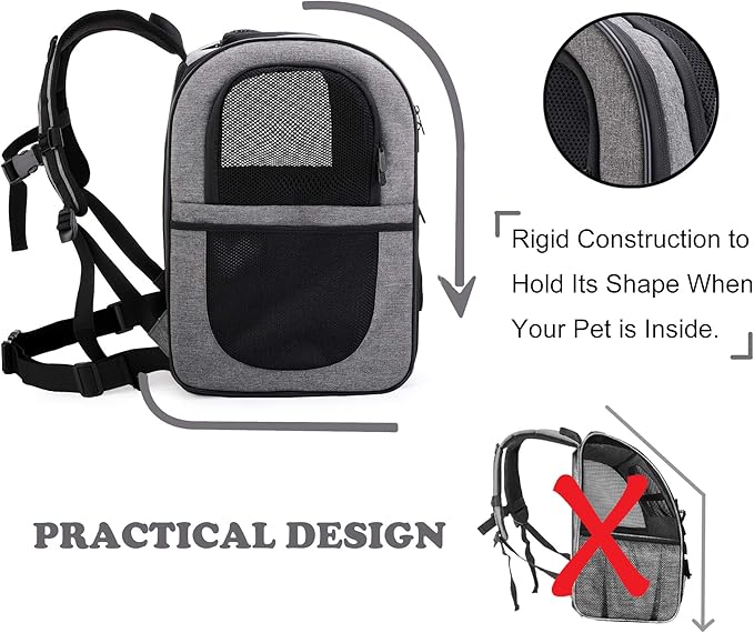 Apollo Walker Pet Carrier Backpack for Large/Small Cats and Dogs, Puppies, Safety Features and Cushion Back Support | for Travel, Hiking, Outdoor Use (Gray)