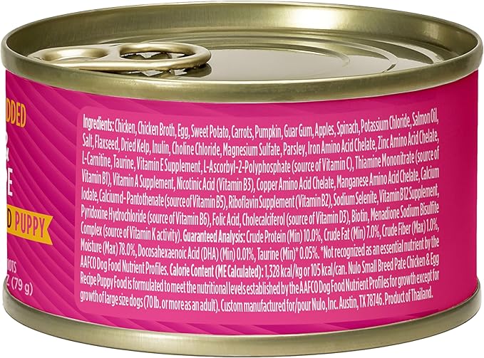 Nulo Grain-Free Small Breed Wet Canned Puppy Dog Food, Chicken and Egg, 2.8 Ounce, 12 Cans