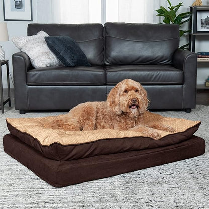 Furhaven Orthopedic Dog Bed for Large Dogs w/ Pillow Cushion Top & Removable Washable Cover 95 lbs