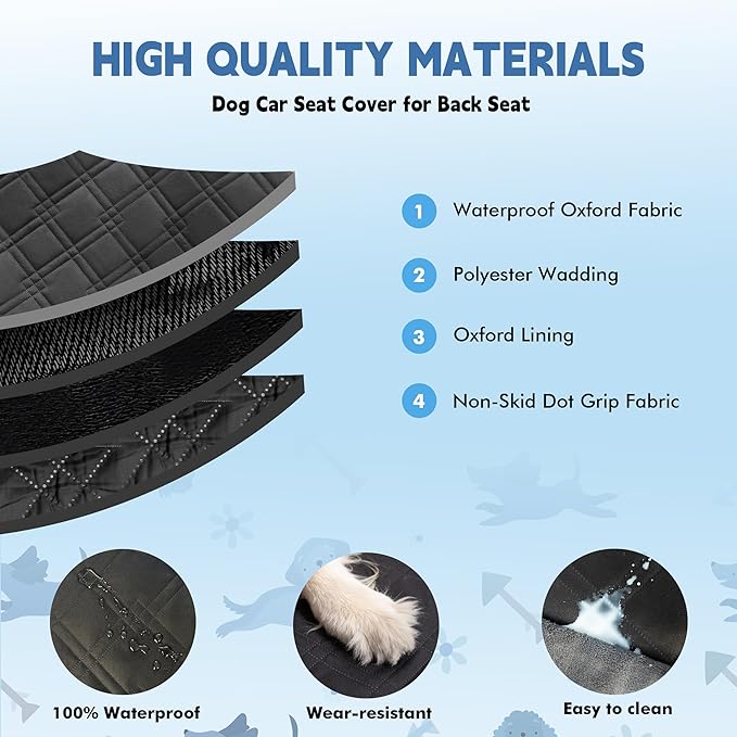 Dog Car Seat Cover 54" x 58" Dog 600D Oxford