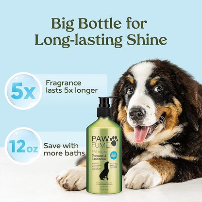 Pawfume Dog Shampoo and Conditioner – Hypoallergenic Dog Shampoo for Smelly Dogs – Best Dog Shampoos & Conditioners – Probiotic Pet Shampoo for Dogs – Best Dog Shampoo for Puppies (Blue Ribbon)