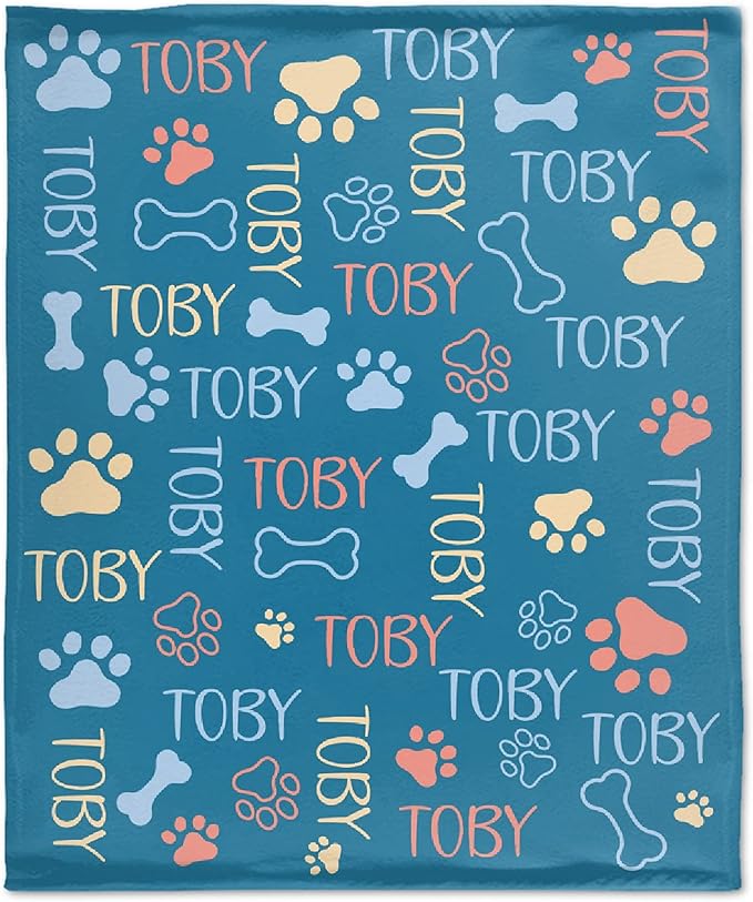 Personalized Dog Blankets Dog Paw Print Blanket Puppy Blanket 60"x50"