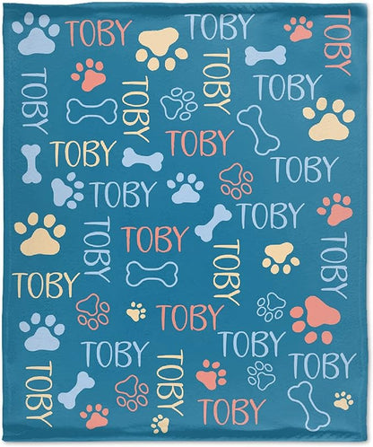 Personalized Dog Blankets Dog Paw Print Blanket Puppy Blanket 120"x90" for