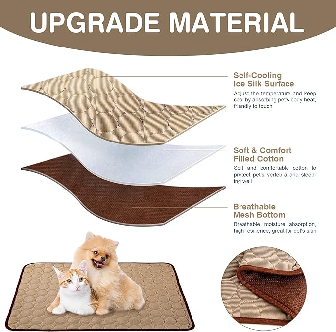 Pet Cooling Bed Mats Dog Cooling Mat Washable Comfort Breathable for Dogs and Cats Indoor Outdoor 21.65 * 27.55Inch)