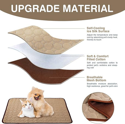 Pet Cooling Bed Mats Dog Cooling Mat Washable Comfort Breathable for Dogs and Cats Indoor Outdoor 21.65 * 27.55Inch)