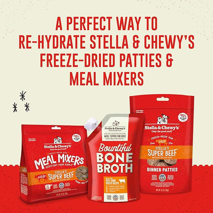 Stella & Chewy's Bountiful Bone Broth Grass-Fed Beef Recipe Meal Topper for Dogs, 16 Oz. Resealable Pouch