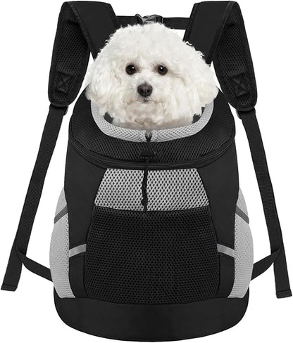 SUNRISING Pet Dog Carrier Backpack for Small Dogs,Dog Front Carrier with Storage Pockets Head Out Breathable Dog Back Pack for Hiking Dog Backpack Carrier with Safety Strips Black M