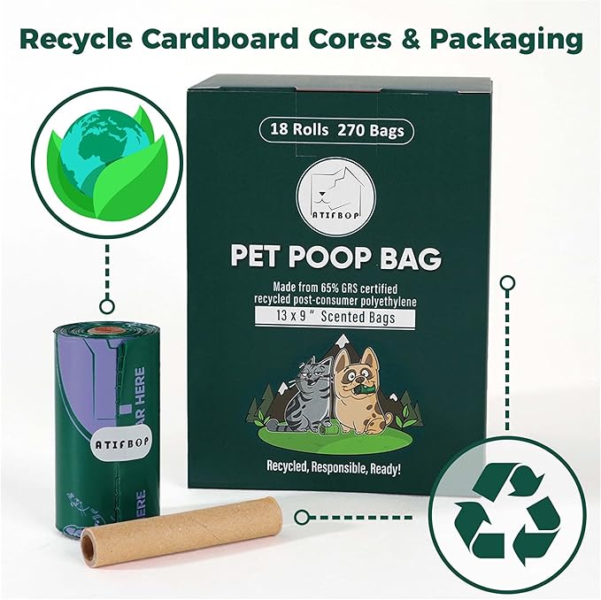 Dog Poop Bags Rolls 8 Refill 65% Recycled