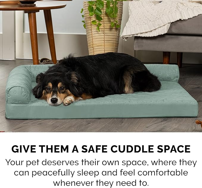 Furhaven Cooling Gel Dog Bed for Large Dogs w/ Removable Bolsters & Washable Cover 95 lbs