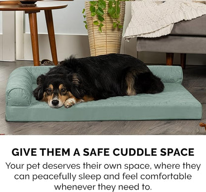 Furhaven Cooling Gel Dog Bed for Large Dogs w/ Removable Bolsters & Washable Cover 95 lbs
