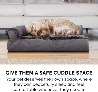 Furhaven Cooling Gel Dog Bed for Large Dogs w/ Removable Bolsters & Washable Cover 125 lbs