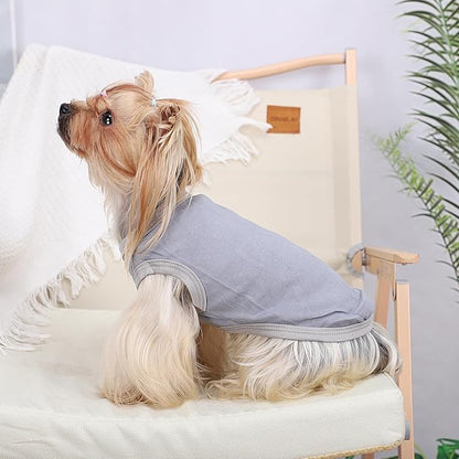 Dog Shirt Vest Clothes for Small Dogs Boy Girl Summer Solid Stretchy Puppy T-Shirts Soft Cool Breathable Lightweight Dog Sweatshirt Pet Cat Outfit