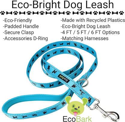 EcoBark Dog Leash - Soft & Reflective Comfort Training Leashes with Padded Handle - Strong Durable Heavy Duty - Training and Pulling for Small, Medium or Large Dogs (Sky Blue)