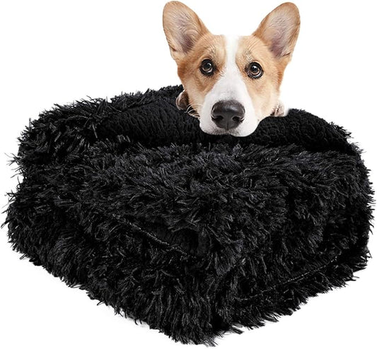 LOCHAS Luxury Fluffy Dog Blanket 20''x30'' Black