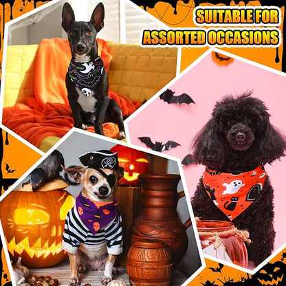 100 Pcs Halloween Dog Bandanas Bulk Pumpkin Black